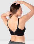 Back of Caress Bamboo Wirefree Nursing Bra in Black