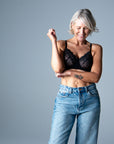 Hotmilk Refined Flexiwire Full Cup Bra in Black – product feature detail, high-quality full cup bra with flexiwire design