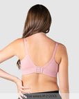 Hotmilk Caress FlexFit Nursing Bra in Petal Pink – nursing clip detail, easy one-handed breastfeeding access for new mamas