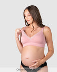 Hotmilk Caress FlexFit Nursing Bra in Petal Pink – back view, breathable bamboo breastfeeding bra with adjustable straps