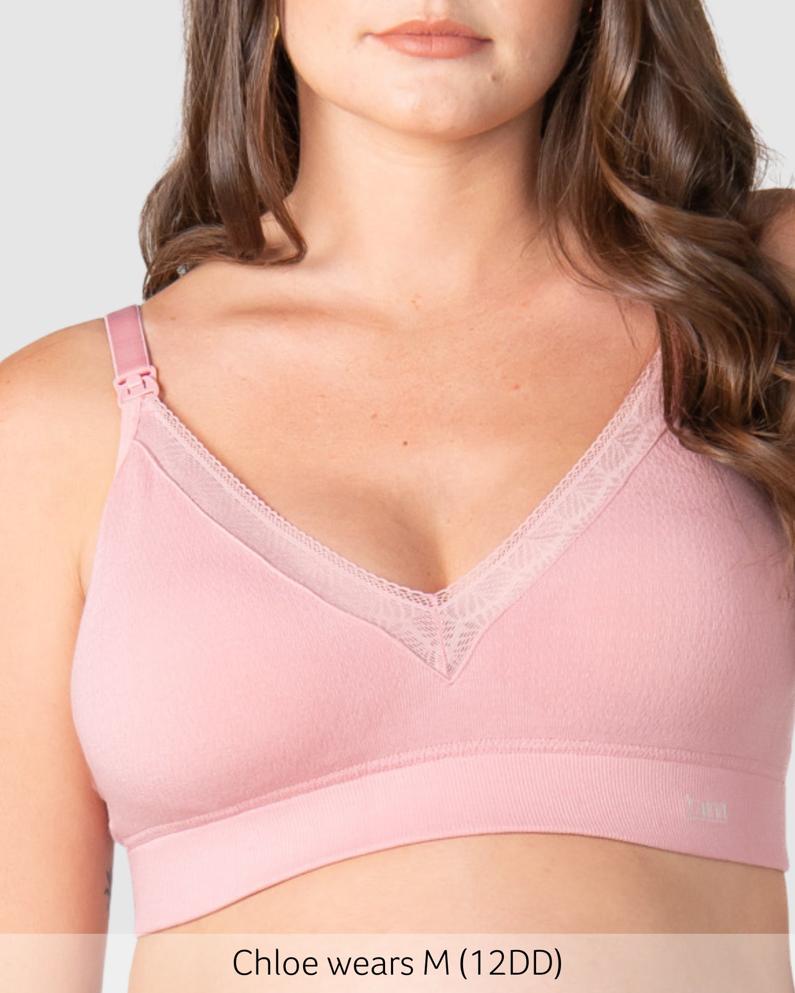 Pregnant woman wearing a hotmilk caress nursing bra by hotmilk