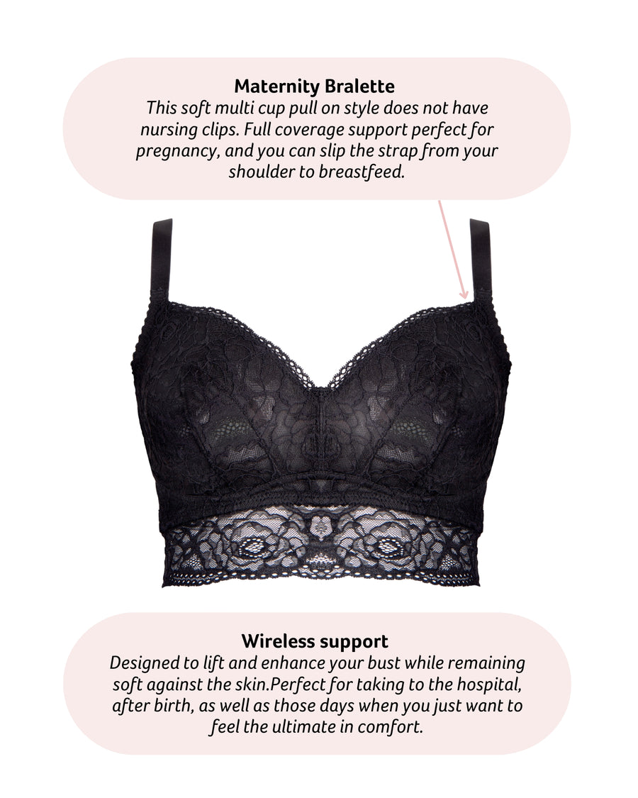 Technical features of Heroine Wirefree Maternity Bralette in Black