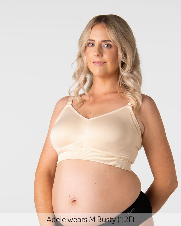 Hotmilk My Everyday FlexFit Nursing Bra in Latte Busty – front view, wirefree nursing bra for fuller busts