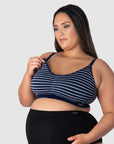 HOTMILK NZ MY NECESSITY NAVY STRIPE MULTIFIT FULL CUP MATERNITY AND NURSING WIREFREE