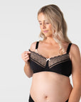 Hotmilk Show Off Full Cup Nursing Bra in Black – three-quarter view, supportive wirefree breastfeeding bra