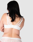 levate your style as a bride or wedding guest with Hotmilk Lingerie's True Luxe maternity and nursing bra in crisp white. Enjoy the convenience of 6 rows of hooks and eyes for flexible wear throughout your pregnancy. The soft twin lace strap details and semi-sheer floral lace add a touch of elegance to breastfeeding, making this the ideal choice for special occasions