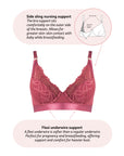 Technical features on Warrior Plunge Contour Nursing Bra with Flexi Underwire in Spiced Rose