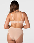 Rear view of the Hotmilk Forever New T-Shirt Nursing Bra in Frappe – showing multi-hook back closure, fully adjustable straps, and smooth band
