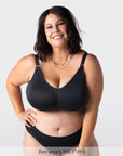 Hotmilk My Everyday FlexFit Nursing Bra in Black Busty – front view, wirefree nursing bra for fuller busts F–J cup