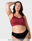 Hotmilk My Necessity 2.0 FlexFit Nursing Bra in Cherry Busty – front view, seamless wirefree nursing bra with extra internal support for fuller busts, cup sizes E–G