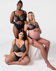 Hotmilk Temptation Full Cup Nursing Bra in Black – lifestyle shot, elegant breastfeeding bra with full cup coverage