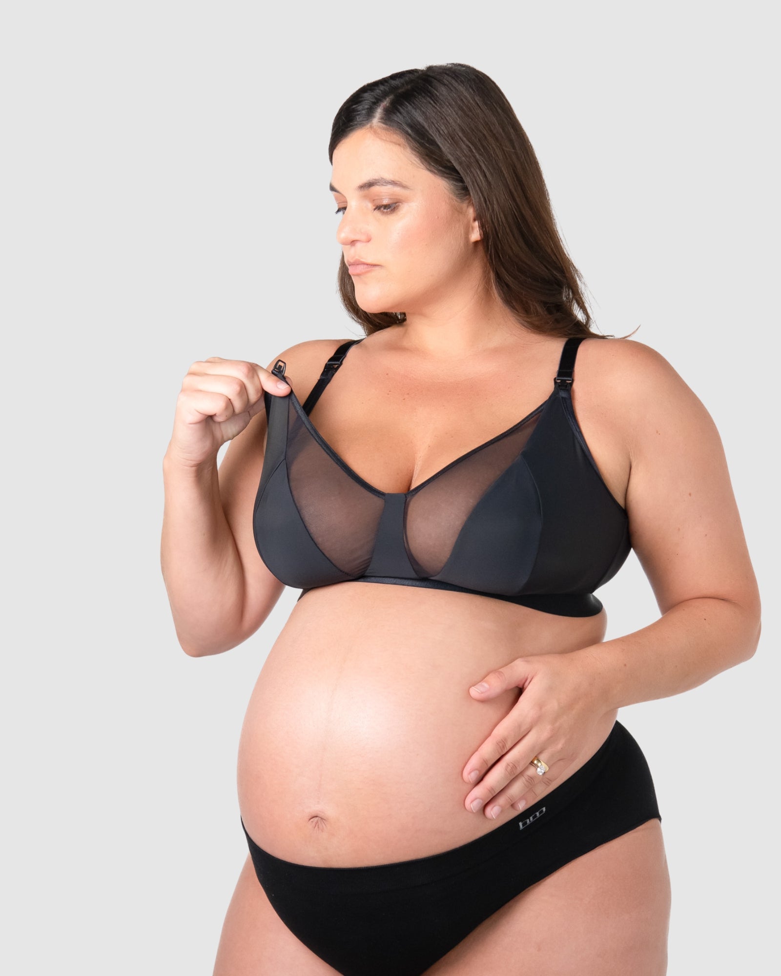 Nursing clip on Flawless Sheer Plunge Nursing Bra - Black Busty
