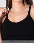 Close up of My Necessity Nursing Cami Top in Black