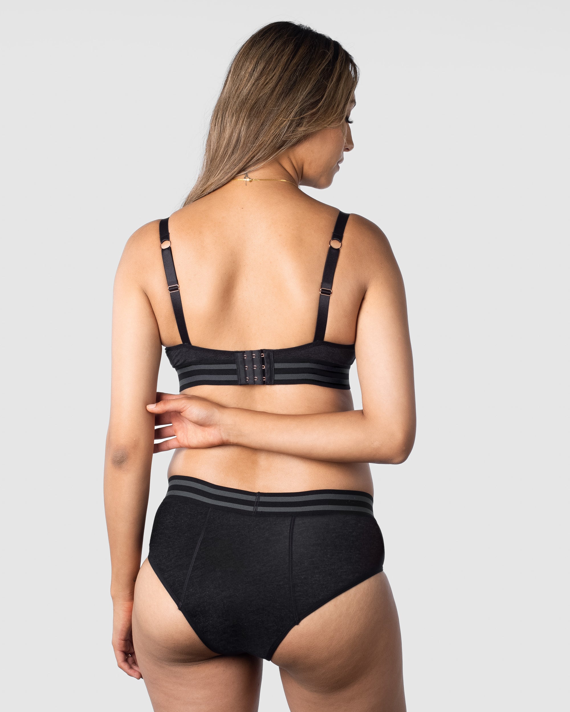 HOTMILK ELEVATE COTTON BLACK T-SHIRT NURSING MATERNITY BRA - WIREFREE