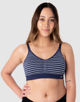 HOTMILK NZ MY NECESSITY NAVY STRIPE MULTIFIT REGULAR MATERNITY NURSING BRA- WIREFREE