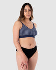 HOTMILK NZ MY NECESSITY NAVY STRIPE MULTIFIT REGULAR MATERNITY NURSING BRA- WIREFREE