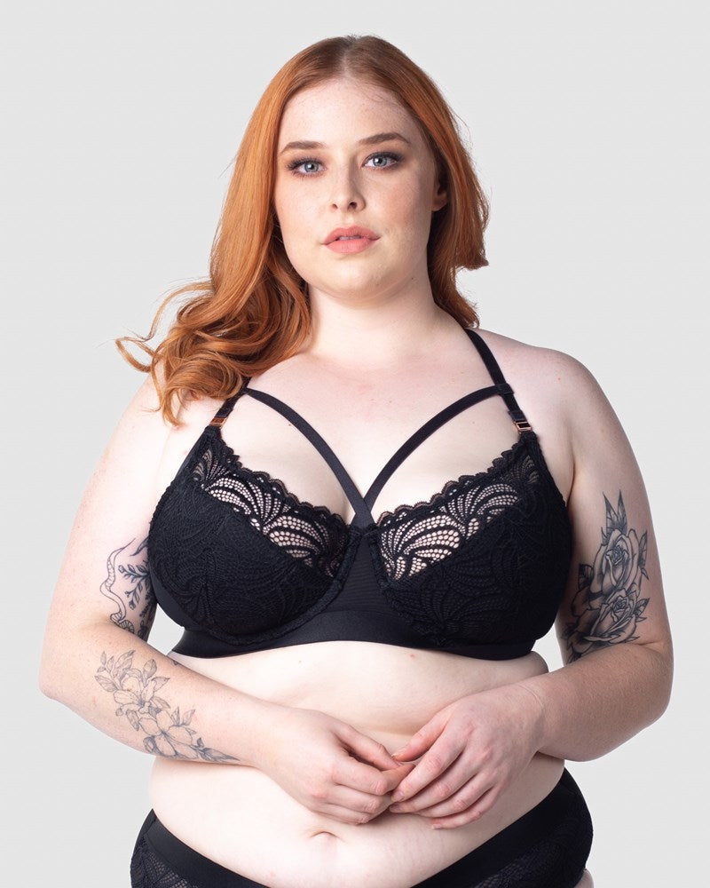 HOTMILK NZ WARRIOR RACERBACK BLACK CONTOUR NURSING MATERNITY BRA - FLEXI UNDERWIRE