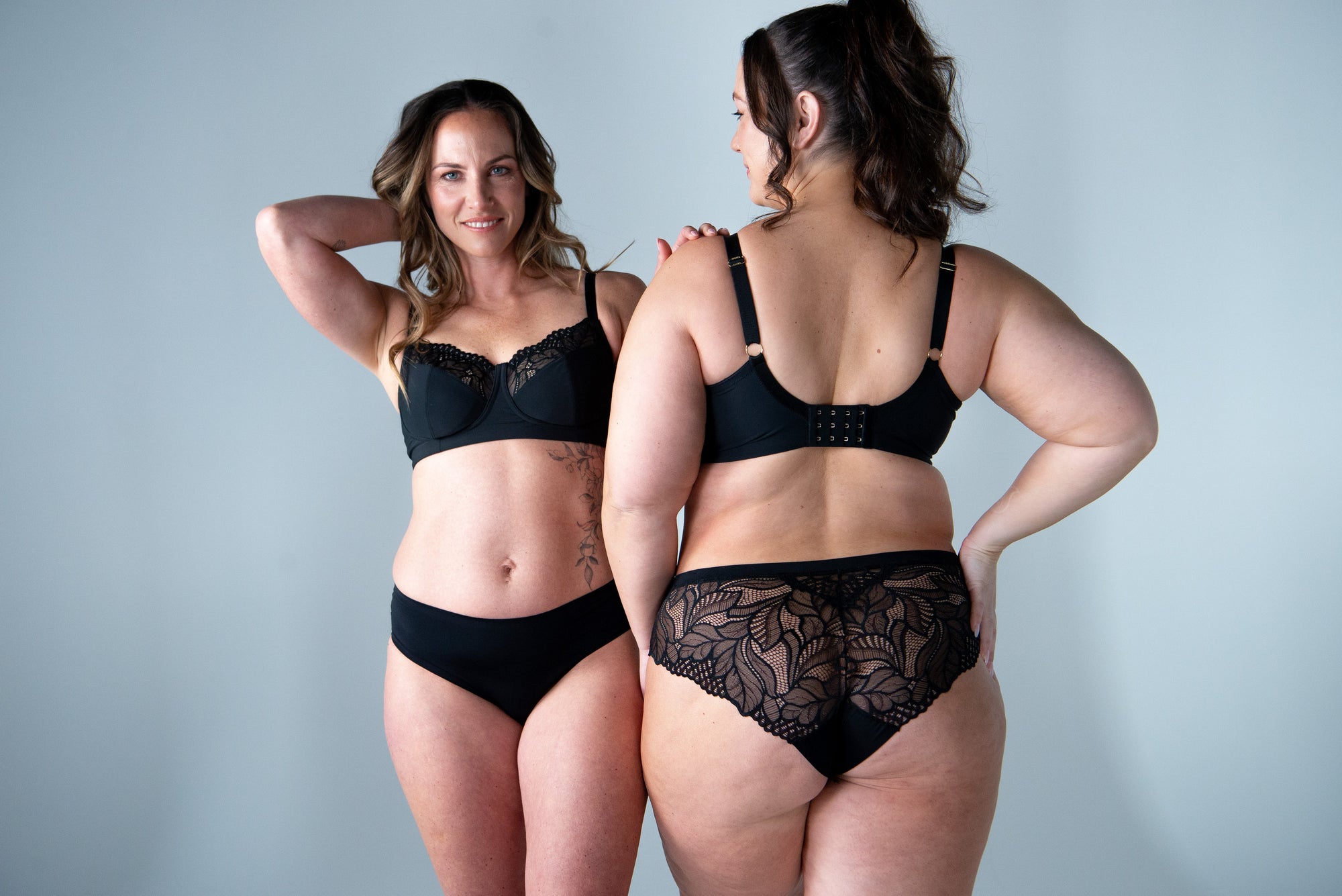 Two women wearing Hotmilk Evolve Luxe bra in Black