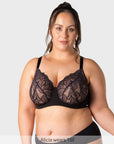 Hotmilk Refined Flexiwire Full Cup Bra in Black – back view, beautiful lace bra designed for the postpartum body