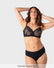 Hotmilk Refined Flexiwire Full Cup Bra in Black – side view, flattering lace bra with flexible underwire support