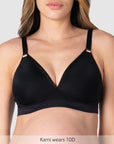 Close up of Ambition T-shirt Contour Nursing Bra in Black