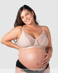 Hotmilk Flawless Full Cup Plunge Nursing Bra in Cashmere – front view, wirefree plunge nursing bra for fuller busts