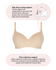 Technical features on Forever Yours Flexi Underwire T-Shirt Bra in Frappe