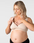 Hotmilk My Comfort FlexFit Bra in Oat – three-quarter view, smooth seamless bra with gentle wirefree support