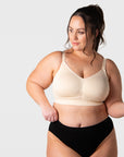 Hotmilk My Everyday FlexFit Nursing Bra in Latte Busty – back view, soft breastfeeding bra with wide supportive band