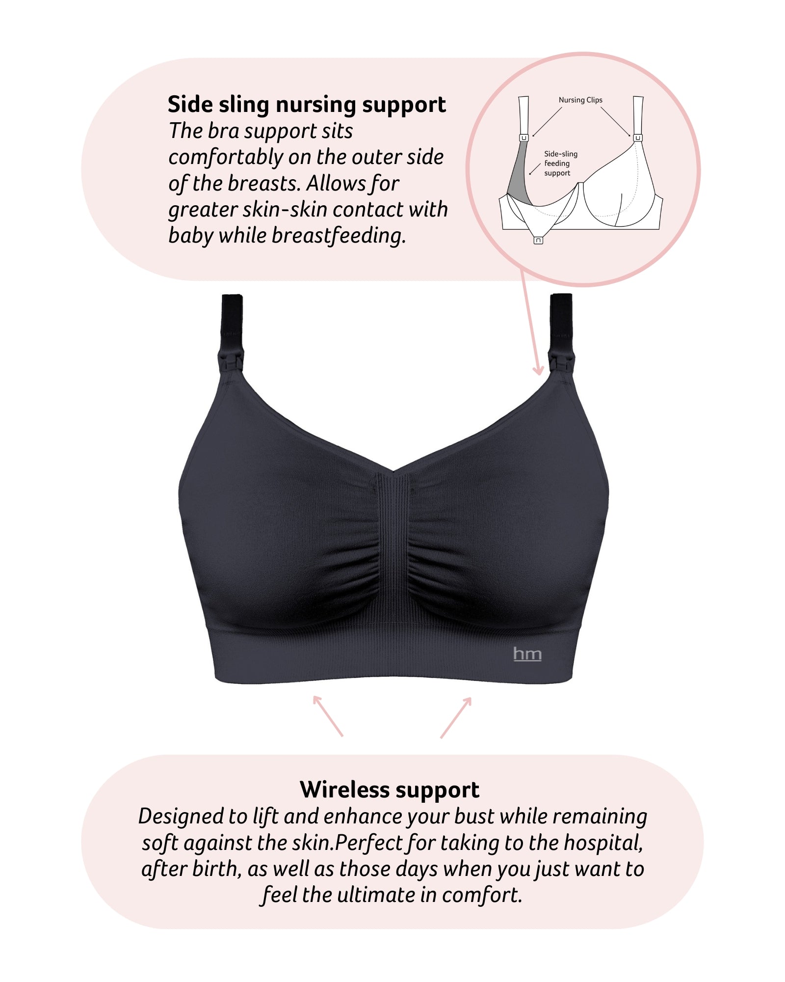 Technical features of My Necessity Seamless Nursing Bra - Black Busty