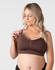 Hotmilk My Necessity 2.0 FlexFit Nursing Bra in Chocolate Busty – nursing clip detail, easy breastfeeding access for fuller busts