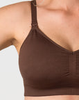 Hotmilk My Necessity 2.0 FlexFit Nursing Bra in Chocolate – back view, supportive maternity bra with 6-hook closure