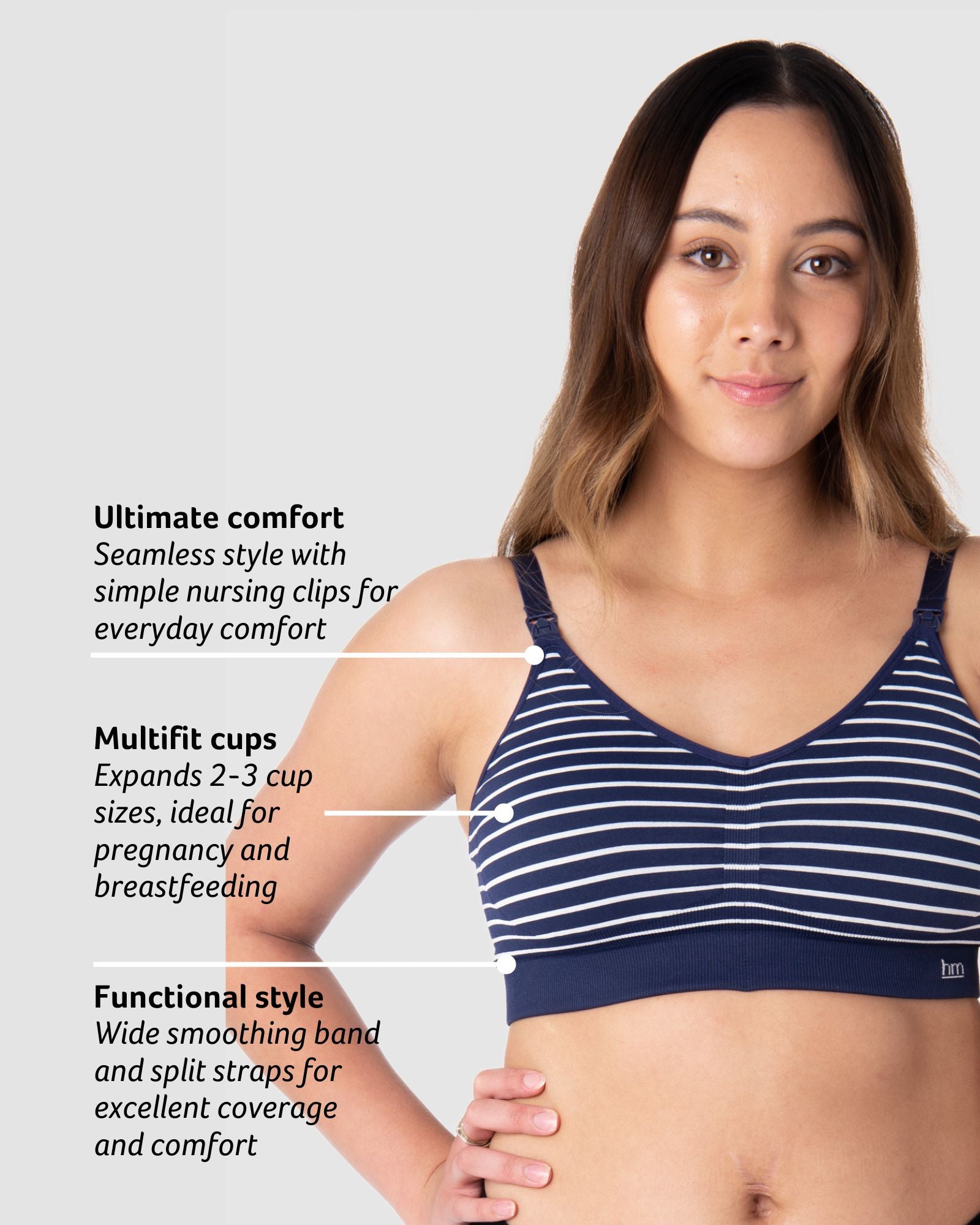 My Necessity Wirefree Nursing Bra - Navy Stripe