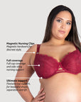 Discover the Key Features of Hotmilk Lingerie's True Luxe  Persian Rose Maternity and Nursing Bra. Experience the Sensual Comfort of Flexi Underwire, Elevating Your Maternity Wardrobe to a New Level of Style and Functionality