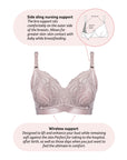 Technical features of Warrior Wirefree Soft Cup Nursing Bra in Blush