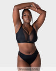 Hotmilk Flawless Full Cup Plunge Nursing Bra in Black – front view, wirefree plunge nursing bra for fuller busts