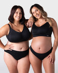 Hotmilk My Everyday FlexFit Nursing Bra in Black Busty – styled worn, comfortable breastfeeding bra pregnancy to postpartum