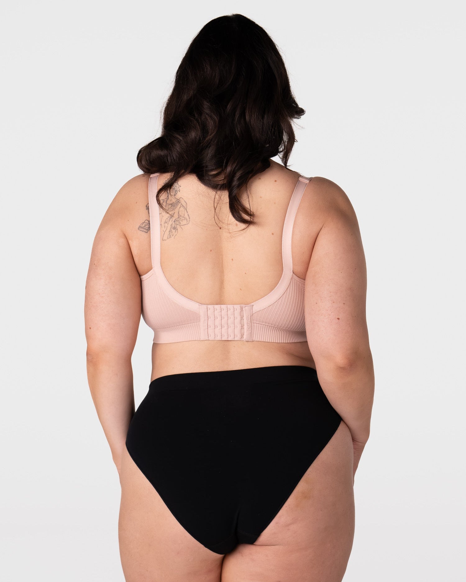 Hotmilk My Everyday FlexFit Nursing Bra in Dusky Pink – back view showing 6-hook 4-row wide closure and double-layer smoothing panel