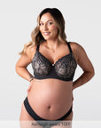 Hotmilk Temptation Full Cup Nursing Bra in Black – front view, lace maternity and breastfeeding bra with flexi underwire