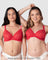 Hotmilk Heroine Plunge Nursing Bra in Scarlet Red – front view, lace plunge maternity and nursing bra with flexi underwire