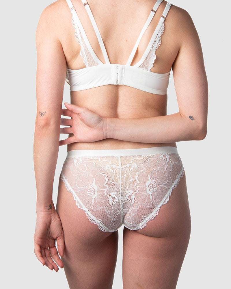 HOTMILK TRUE LUXE WHITE MATERNITY BIKINI BRIEF MATCH WITH HOTMILK TRUE LUXE WHITE NURSING MATERNITY BRA WITH FLEXI UNDERWIRE
