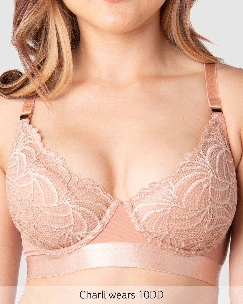 Close up of Warrior Plunge Nursing Bra - Bronze