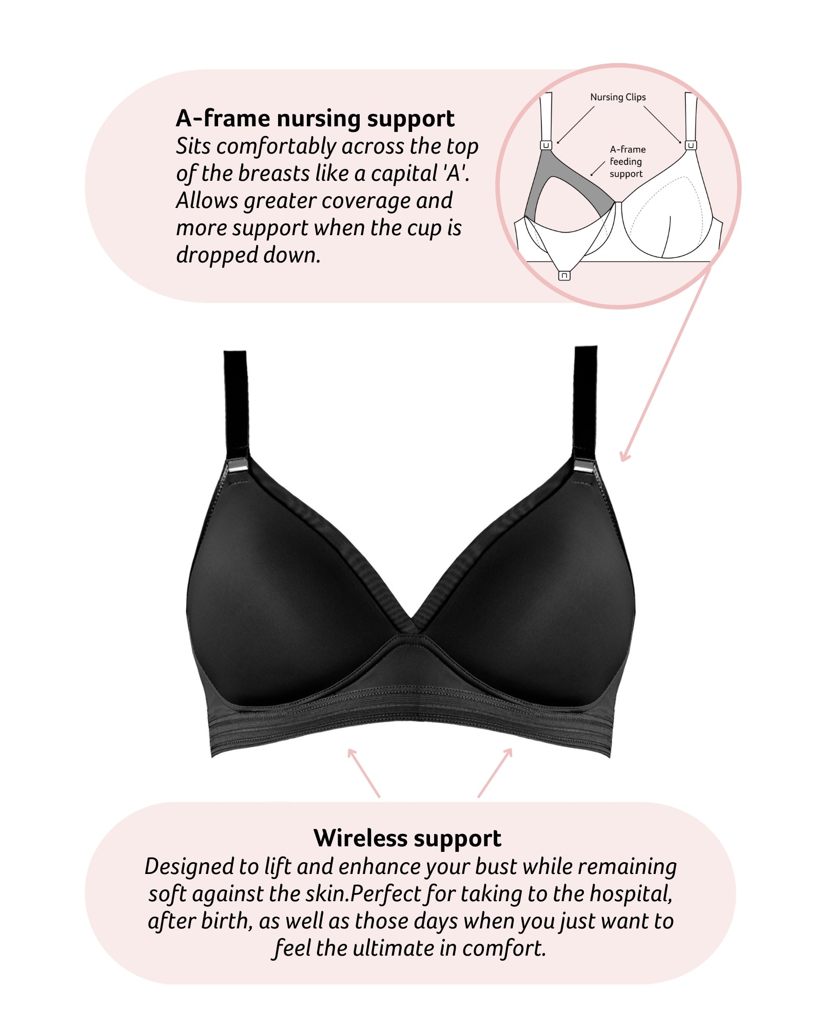 Technical features of Ambition T-shirt Contour Nursing Bra in Black