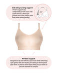 Hotmilk My Everyday FlexFit Nursing Bra in Latte Busty – worn front, recycled nylon maternity nursing bra full cup