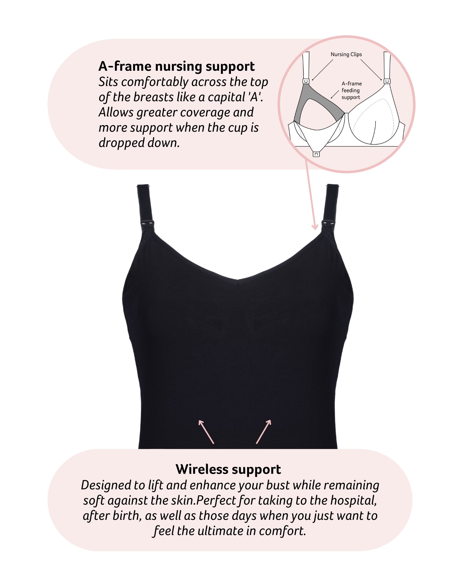 My Necessity Nursing Cami - Black