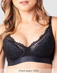 Crop of Warrior Plunge Nursing Bra - Black