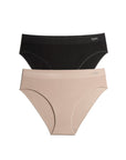 Hotmilk My Necessity Seamless Bikini Brief in Black and Frappe – flat lay 2-pack, maternity and postpartum seamless underwear