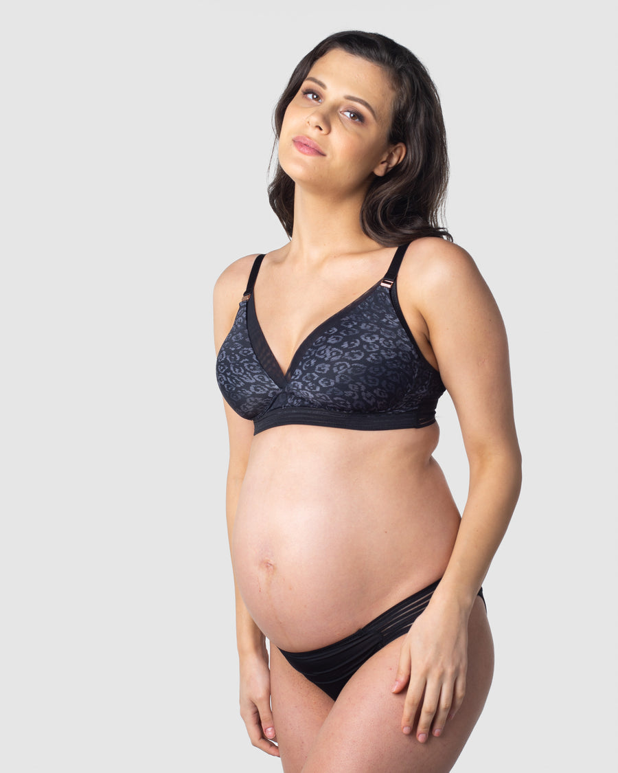 HOTMILK AMBITION T-SHIRT ONYX CONTOUR NURSING MATERNITY BRA - WIREFREE