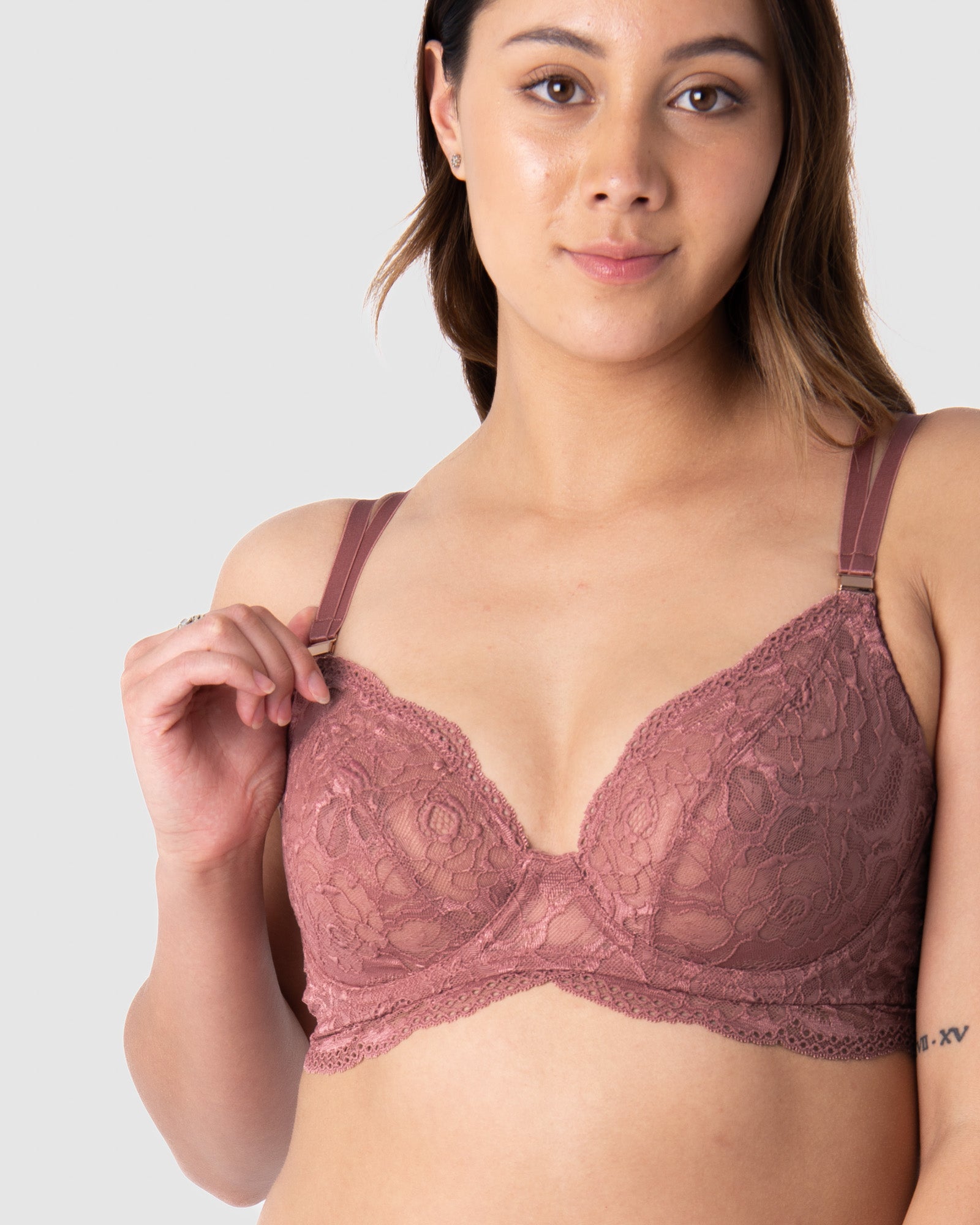 HOTMILK NZ HEROINE PLUNGE ANTIQUE ROSE NURSING BREASTFEEDING MATERNITYBRA - FLEXI UNDERWIRE