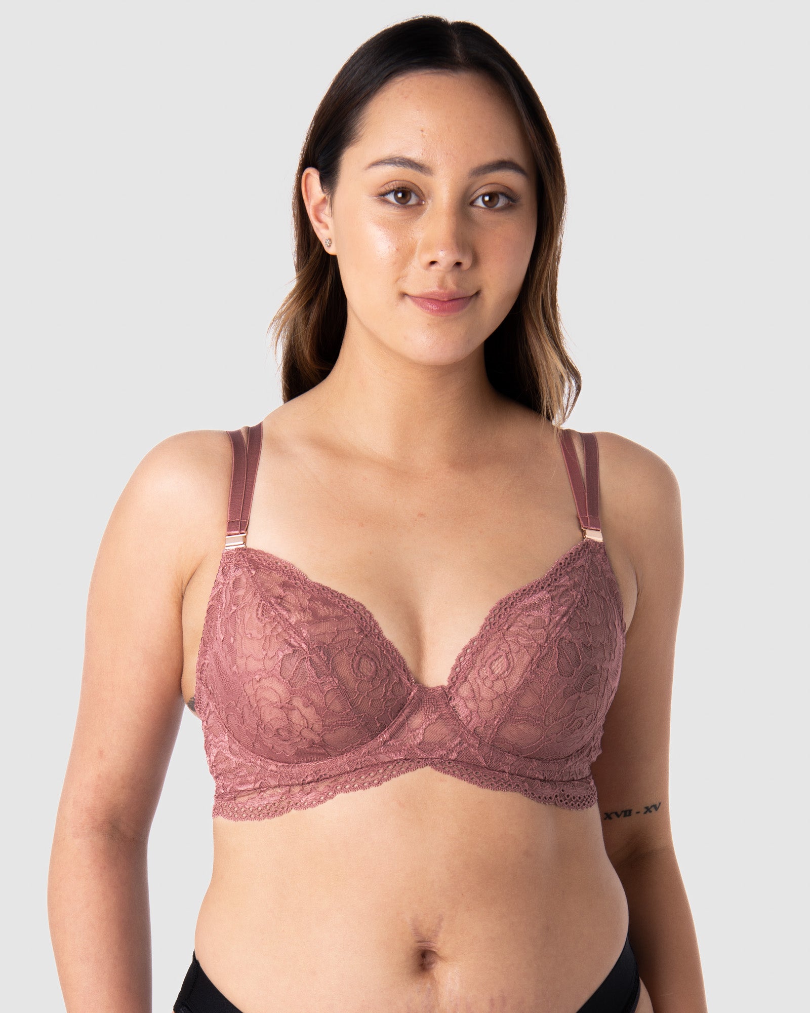 HOTMILK NZ HEROINE PLUNGE ANTIQUE ROSE NURSING BREASTFEEDING MATERNITYBRA - FLEXI UNDERWIRE